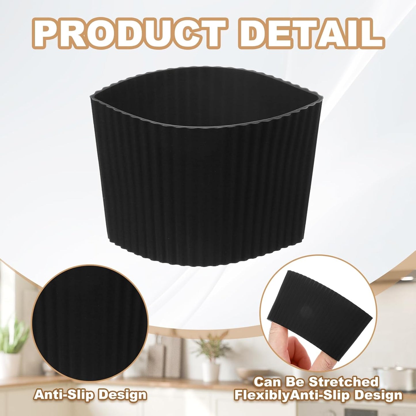 uxcell 6Pack Coffee Cup Sleeves, Reusable Silicone Heat Resistant Cup Protective Sleeve Nonslip Mug Protector Cover for Home Travel Coffee Mug Glasses Water Bottle Boots, Rose Red/Black