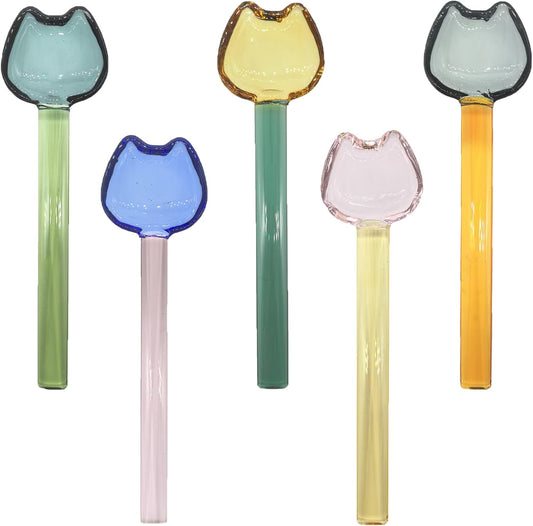 5 Pieces Coffee Spoons, Glass Coffee Stirring Spoon, Espresso Stirring Spoon, Coffee Teaspoons, 6inch Coffee Stirrers for Tea Cocktail Milkshake Cold Drink Home Bar Party