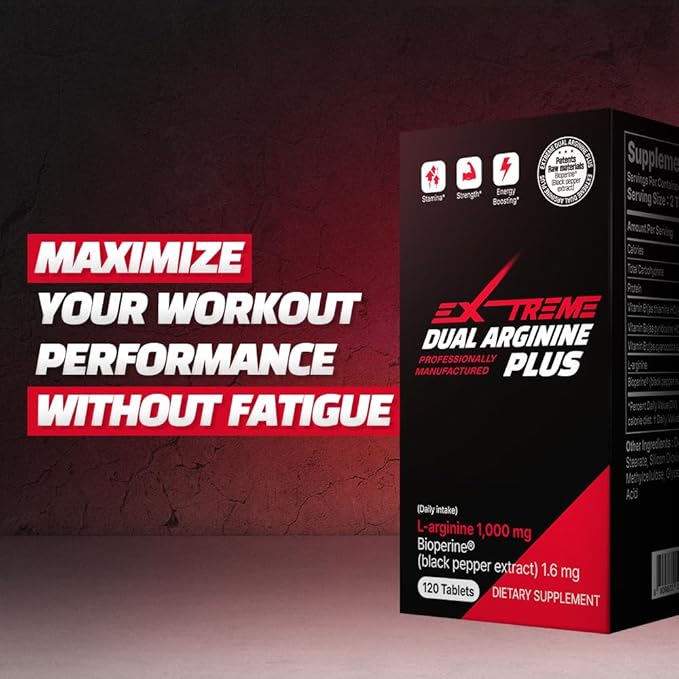 EXTREME Dual ARGININE Plus with Vitamin B Complex - Boost up Energy & Vitality for Men's Sports Performance (1,000mg x 120 Tablets, 2 Months Supply)