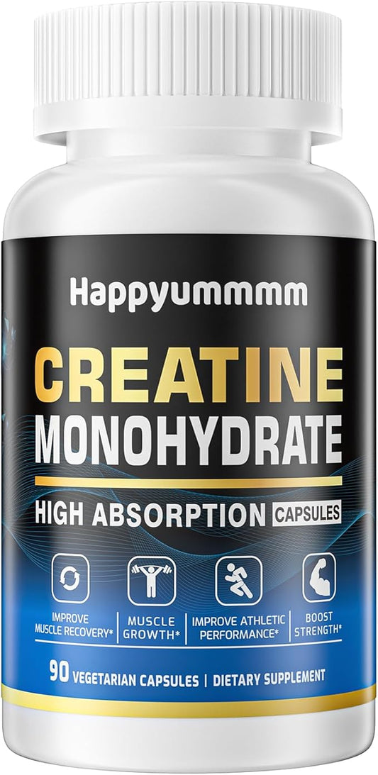 Creatine Monohydrate Capsules - Micronized Creatine Monohydrate, Creatine Pills - 3 Creatine Capsules per Serving, 2500mg, Gluten Free, 90 Capsules.