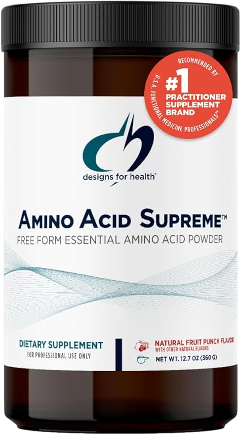 Designs for Health Complete Amino Acid Powder with BCAAs - Amino Acid Supreme, Fruit Punch (30 Servings / 360g)
