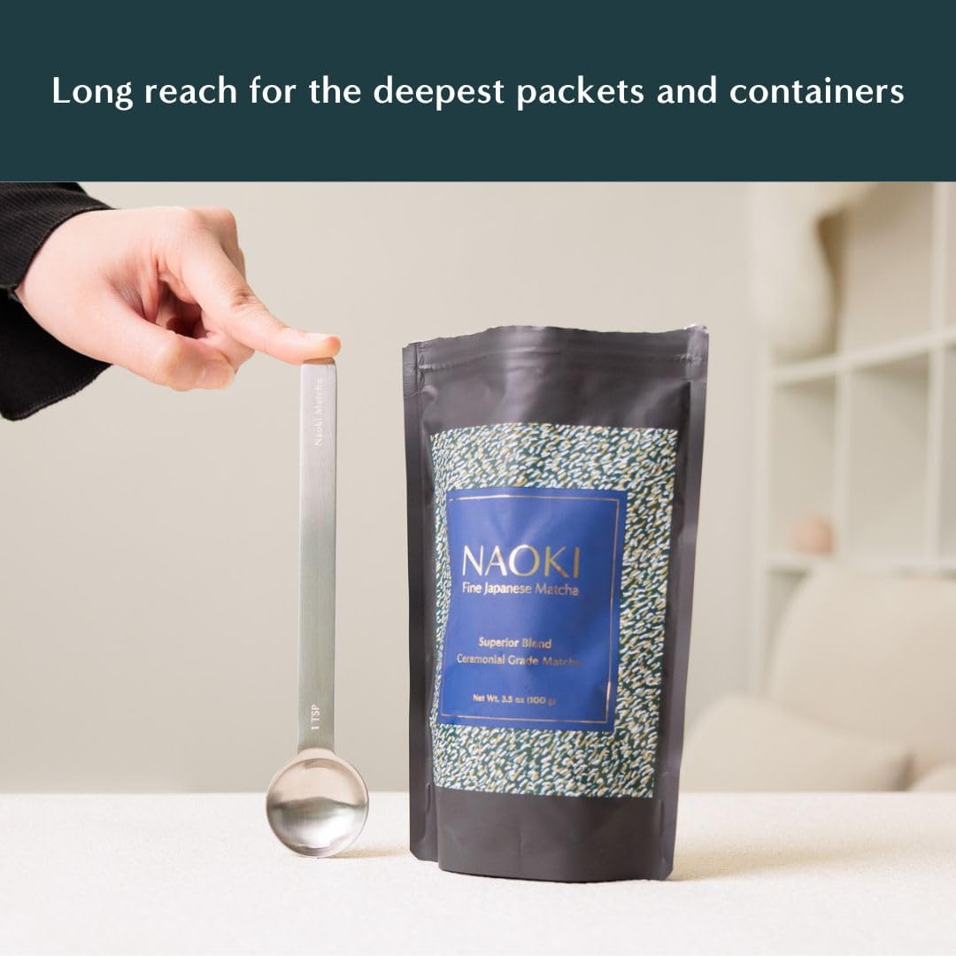 Naoki Matcha Stainless Steel Measuring Spoon/Scoop Matcha Set - 2g (1 teaspoon) and 6g (1 table spoon) Serving Of Matcha Powder