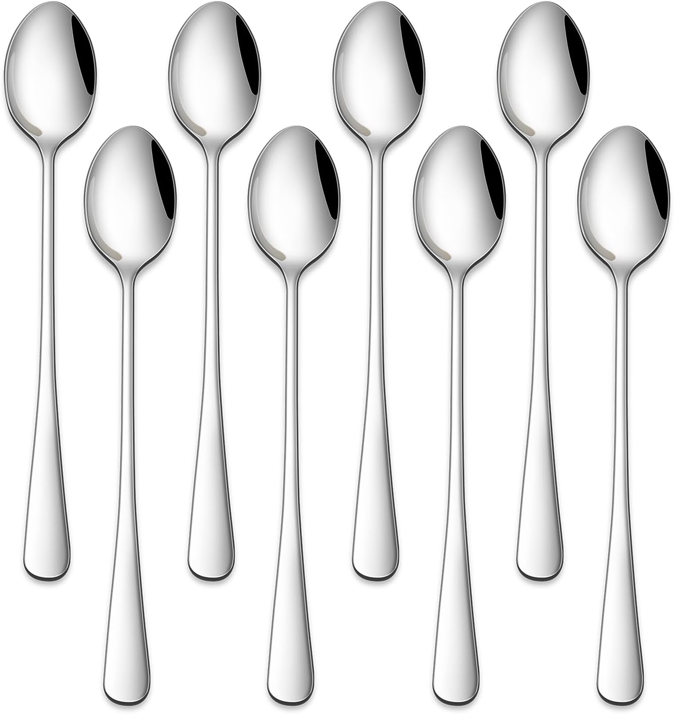 7.5 Inches Stainless Steel Iced Tea Spoons,Set Of 8 Long Stirring Spoons For Coffee,Cocktail,Ice Cream,Long Handle Iced Teaspoons For Bar
