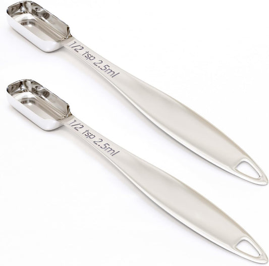 2PCS 1/2Teaspoon (2.5ml) Single Measuring Spoon, Individual Stainless Steel Long Handle Measure Tablespoon Only