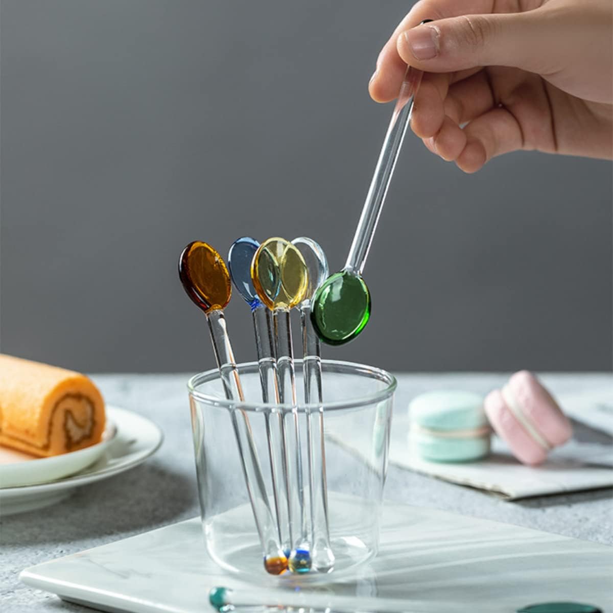 5 Pieces Glass Spoons for Coffee Teaspoons Glass Stirring Spoon Rod 5.9 inch Coffee Stirrers Ice Tea Spoon Glass Mixing Spoon for Tea SugarHome Bar Party