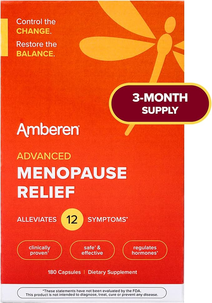 Amberen Menopause Supplements for Women, 180 Capsules, Clinically Shown to Help Support Hormone Balance, Multi-Symptom Relief from Hot Flashes, Night Sweats, Mood Swings & Low Energy-HarmonyPath Wellness