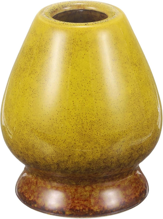 HARFINGTON Ceramic Chasen Stand 70mm Matcha Whisk Holder Teas Set Whisks Stand Traditional Matcha Tea Chasen Holder Tea Set Accessories for Tea Tasting, Gradient Yellow