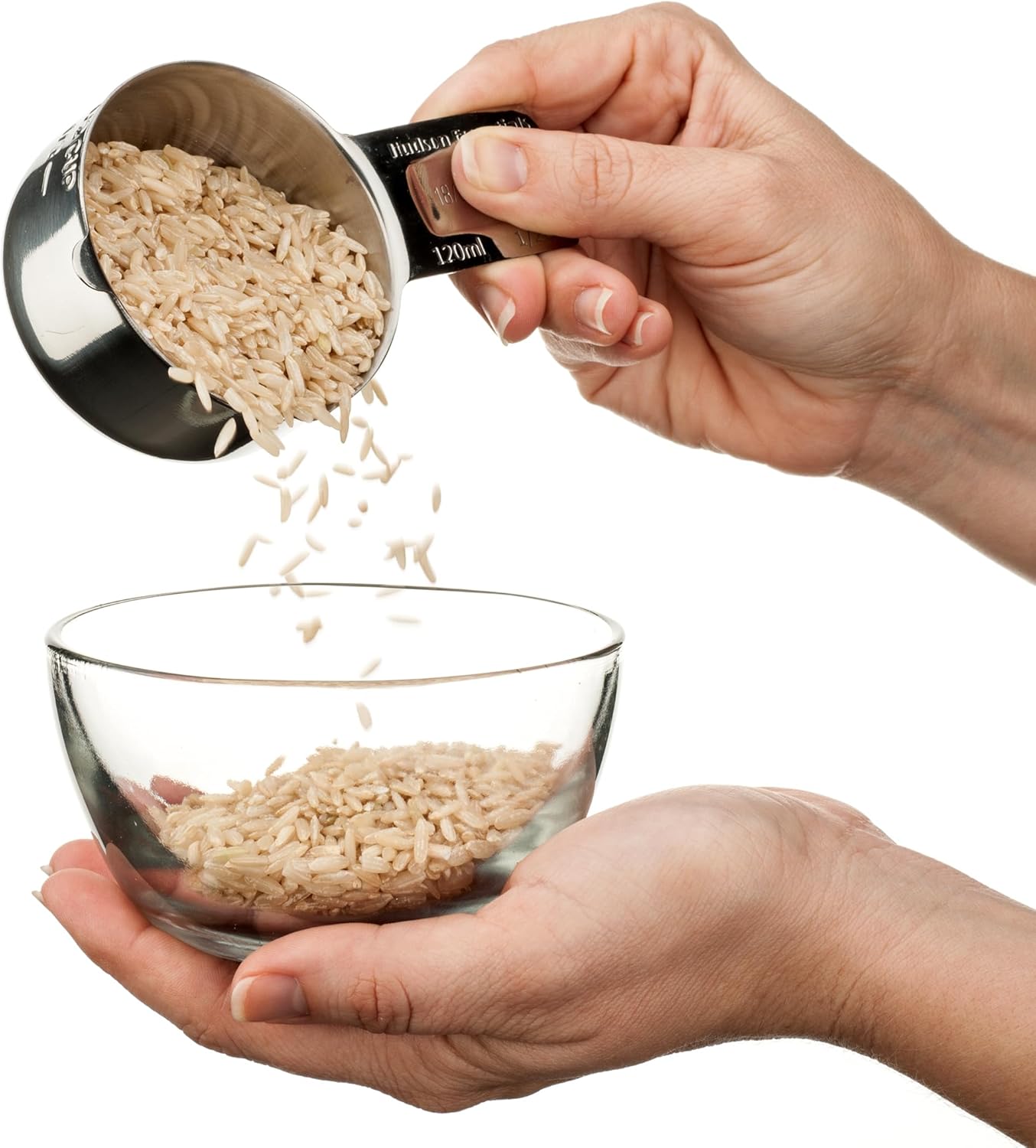 Hudson Essentials Stainless Steel Measuring Cups Set - (9 Piece Set) - Stackable Set with Spout - Includes 2 Cup and 1.5 Cup