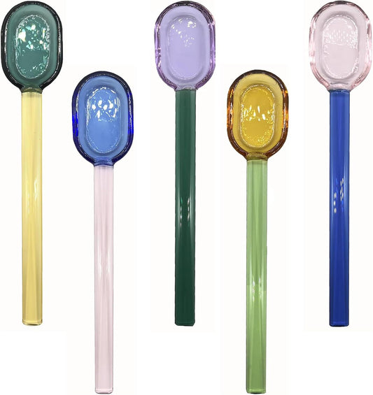 5 Pieces Coffee Spoons, Glass Coffee Stirring Spoon, Espresso Stirring Spoon, Coffee Teaspoons, 6inch Coffee Stirrers for Tea Cocktail Milkshake Cold Drink Home Bar Party