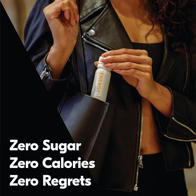 Tru Energy Shot, Orange Mango Flavored Extra Strength Energy Shots - Zero Sugar Energy Drink plus Vitamin B3, B6, B12, and Green Tea - Natural Caffeine, GF, Keto, Vegan Supplement, 2oz (Pack of 24)