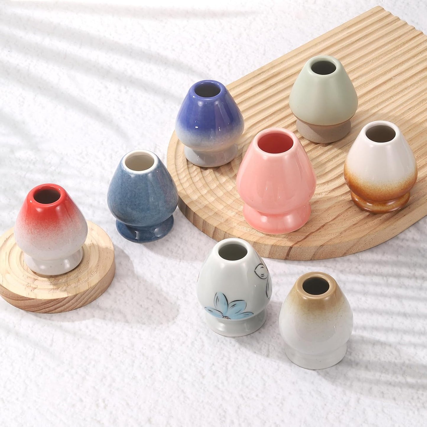 HARFINGTON Ceramic Chasen Stand 70mm Matcha Whisk Holder Teas Set Whisks Stand Traditional Matcha Tea Chasen Holder Tea Set Accessories for Tea Tasting, Cyan Blue