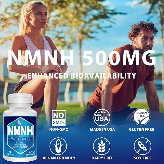 NMNH (Dihydronicotinamide Mononucleotide), 500mg per Serving NAD Supplement to Boost NAD+ Levels as We Age (May Be More Effective Than Nicotinamide Riboside) for Anti Aging, Energy, Focus - 60 Capsule