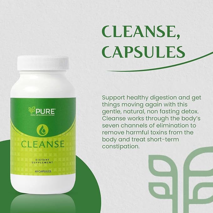 PURE Live Cleanse | Vegan Formula for Better Digestion & Encourages Gut Health - Non-GMO - 60 Capsules