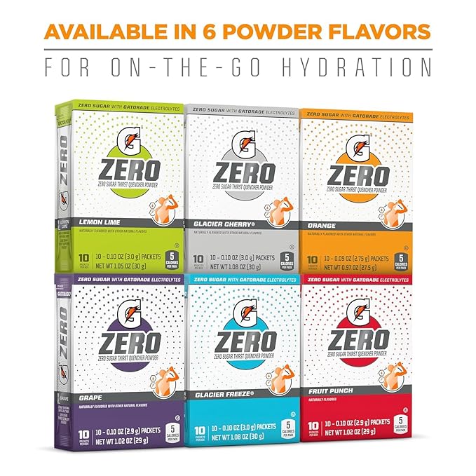 Gatorade G Zero Powder, Glacier Freeze, 0.10 oz Packets (120 Pack)