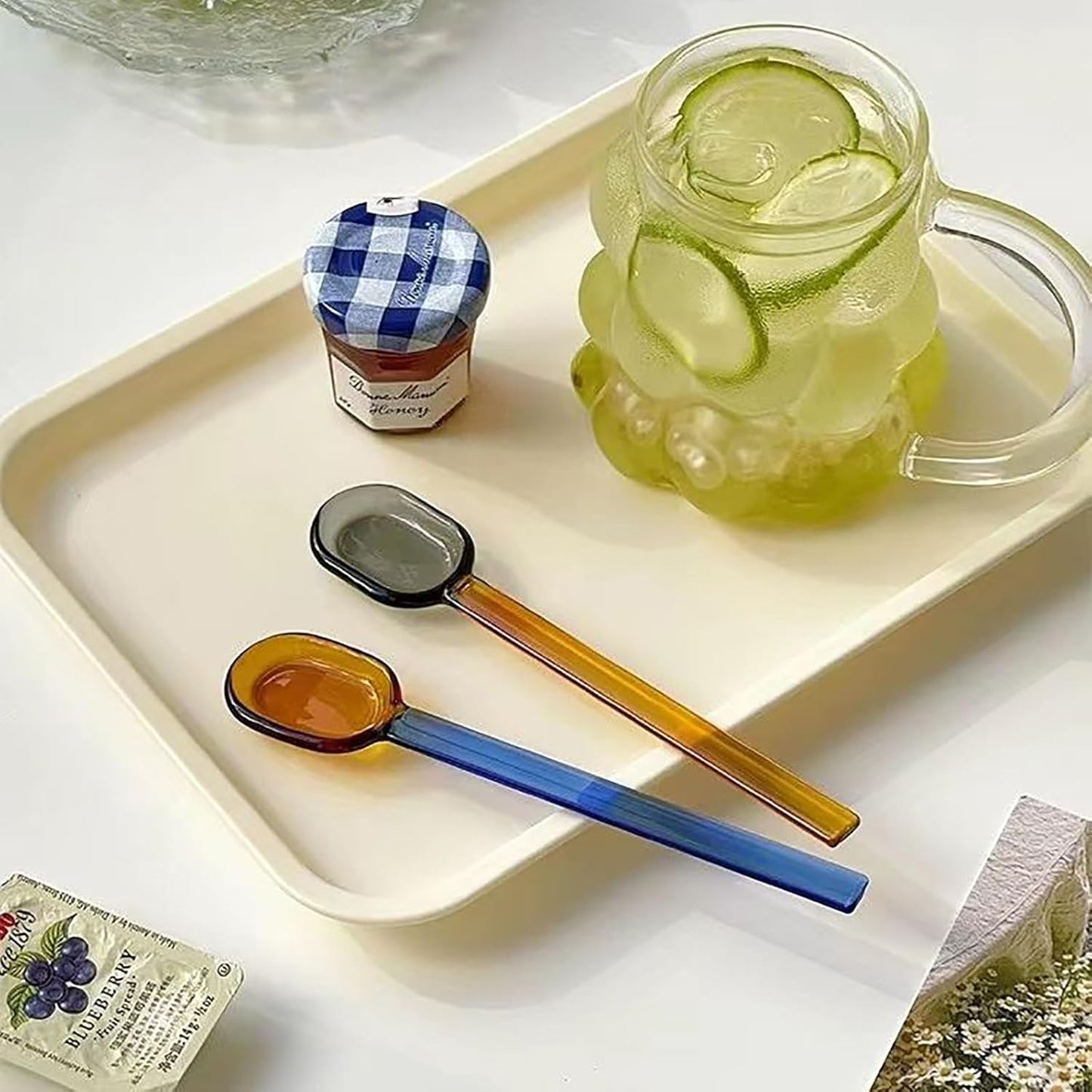 5 Pieces Coffee Spoons, Glass Coffee Stirring Spoon, Espresso Stirring Spoon, Coffee Teaspoons, 6inch Coffee Stirrers for Tea Cocktail Milkshake Cold Drink Home Bar Party