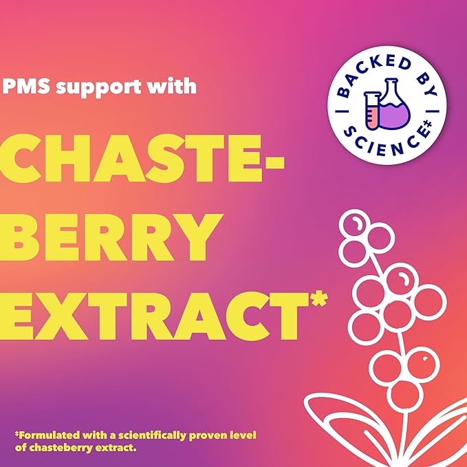 MIDOL Supplements Peace Out PMS, PMS Support Supplement, Formulated with Chasteberry to Help Ease Breast Tenderness & Mild Mood Changes, Also with Ginger Powder & Valerian Extract, 30 Count