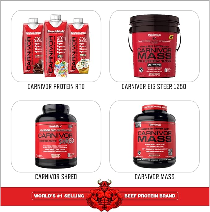 MuscleMeds Carnivor Beef Protein Isolate Powder, 23 Grams Protein, 0 Fat, 0 Sugar, 0 Cholesterol, Lactose Free, Chocolate Peanut Butter, 2.2 Pound, 28 Servings