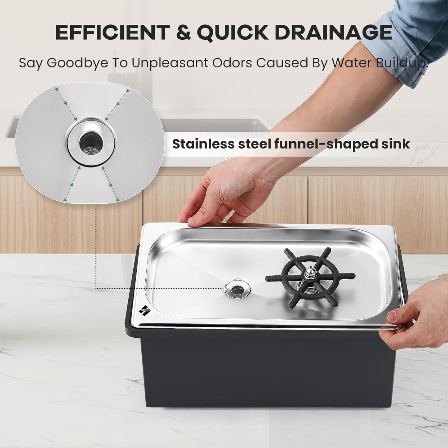 Huanyu Pitcher Rinser with Detachable Countertop Base | 360° Rotating High-Pressure Nozzle | Stainless Steel with Drain and Drip Tray | Auto Cup Cleaner for Home and Commercial | 13.39×7.68×5.43 in