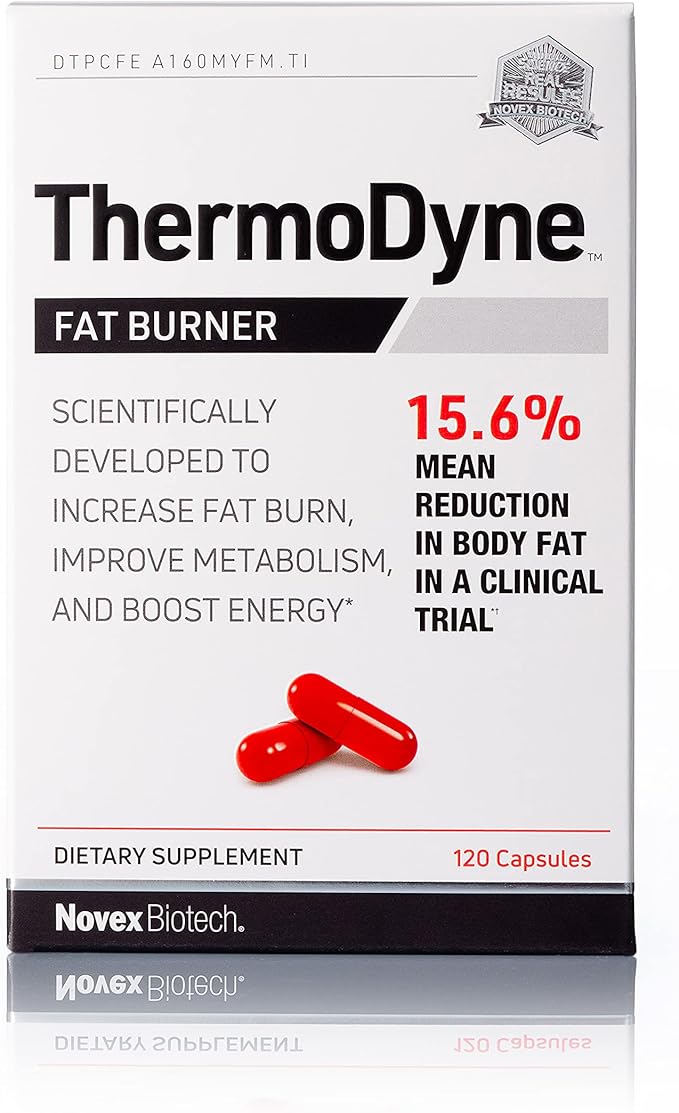 Novex Biotech ThermoDyne - Thermogenic Fat Burner – Appetite Suppressant – Metabolism Boost – Burn Calories – Energy Booster – Improve Focus – Fat Burning Pills – Promote Lean Muscle Tone - 120 Pills