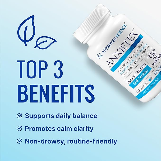 Approved Science Anxietex - Calm and Relaxation - L-Theanine and Magnesium - 60 Capsules - Vegan Friendly - 6 Month Supply-HarmonyPath Wellness
