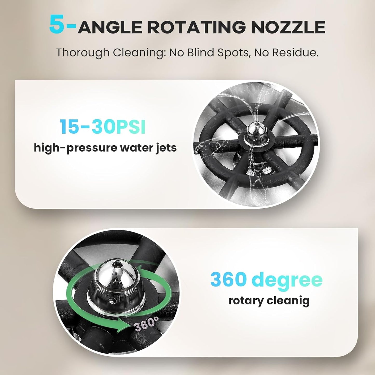 Huanyu Pitcher Rinser with Detachable Countertop Base | 360° Rotating High-Pressure Nozzle | Stainless Steel with Drain and Drip Tray | Auto Cup Cleaner for Home and Commercial | 13.39×7.68×5.43 in