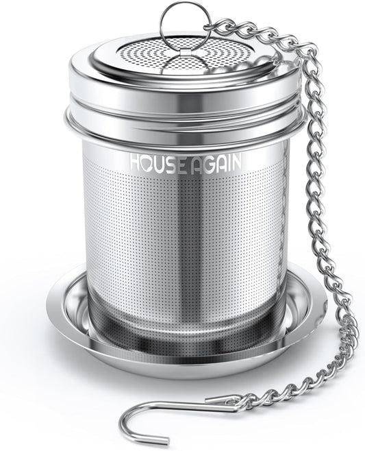 House Again Tea Infuser, Extra Fine Mesh Tea Strainers for Loose Tea, 18/8 Stainless Steel Tea Strainer with Extended Chain Hook, Tea Steeper for Brew Tea, Spices & Seasonings, for Single Cup