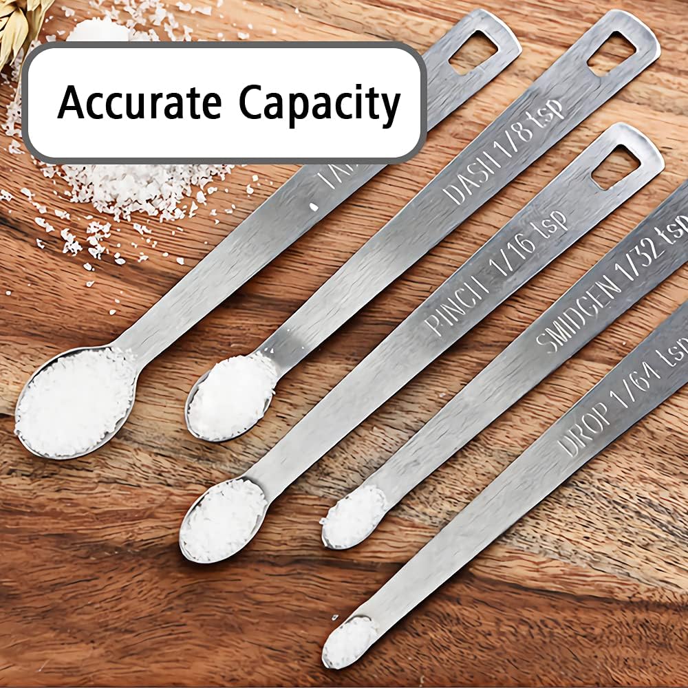 5PCS 1/8 Teaspoon(1/8tsp, 0.625 ml, Dash) Single Tiny Measuring Spoon, Small Individual Stainless Steel Measure Spoons Only