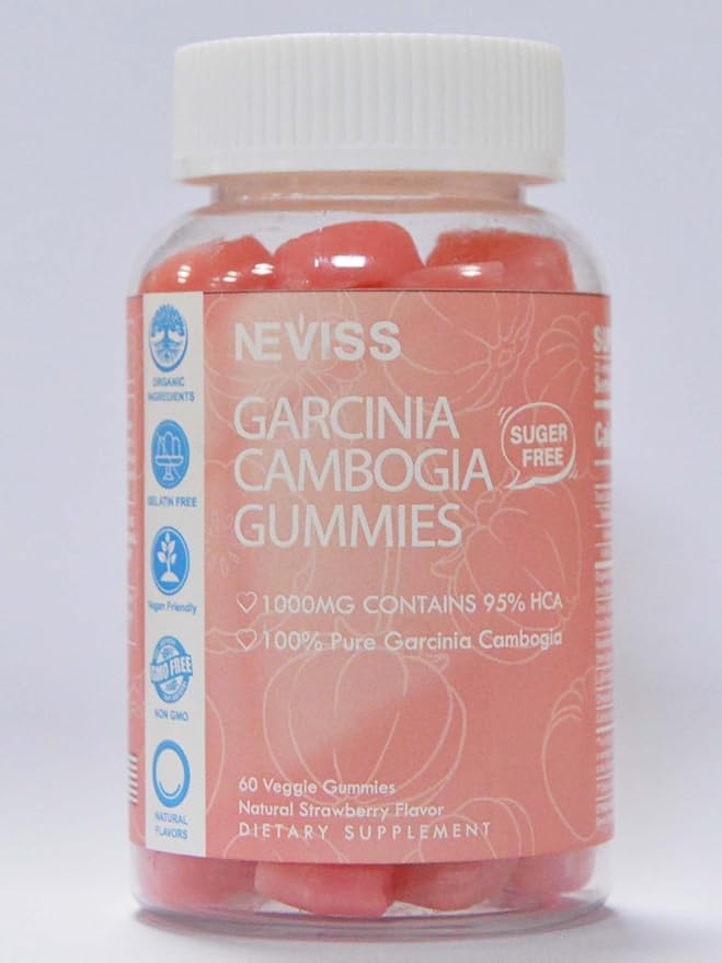 Sugar Free Garcinia Cambogia Gummies 1000mg 95% HCA with L-Carnitine, Raspberry Ketone, Chromium, Green Coffee Bean for Metabolism, Energy Boost, 100% Organic Extract, Vegan, Strawberry Flavor 120 Cts