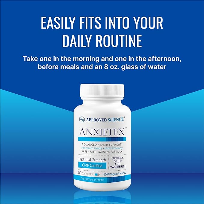 Approved Science Anxietex - Calm and Relaxation - L-Theanine and Magnesium - 60 Capsules - Vegan Friendly - 6 Month Supply-HarmonyPath Wellness