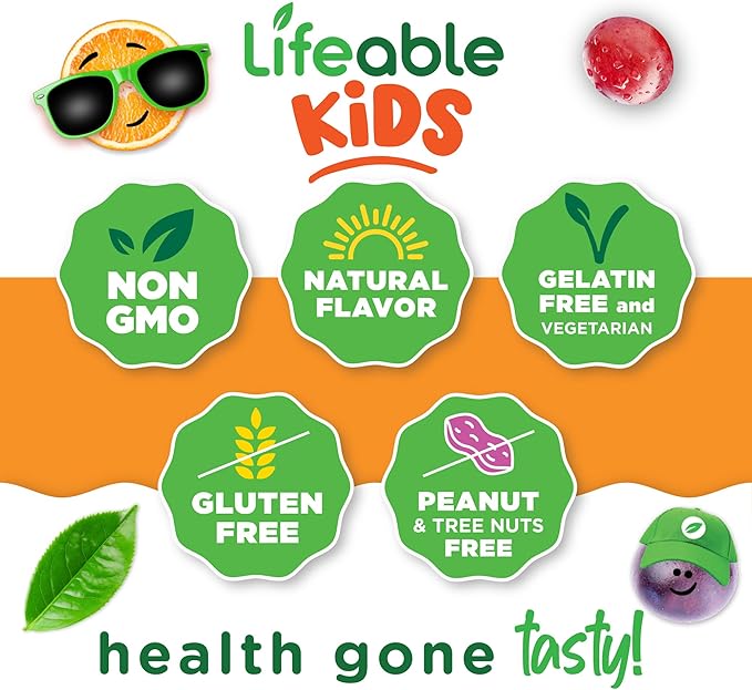 Lifeable Zinc for Kids | 25mg | Great Tasting Natural Flavored Zinc Gummies | Gluten Free Vegetarian Non GMO Zinc Supplements | Kids Zinc for Immune Support | 90 Gummies