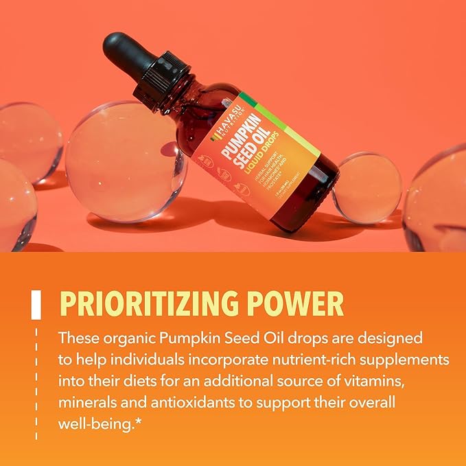 Organic Pumpkin Seed Oil for Prostate Health, Hormone Balance, Hair Health - Pumpkin Oil Supports Hair and Eyelash Health - 100% Cold Pressed Pumpkin Seed Extract - Non-GMO, Vegan, Unflavored, 30mL