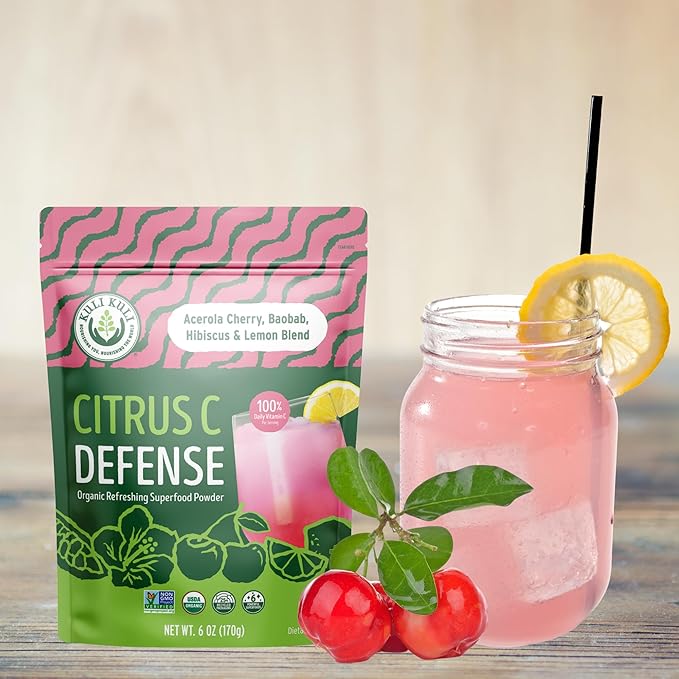 Kuli Kuli Citrus C Defense Superfood Powder [30 Servings] - Immune Support with Acerola Cherry, Hibiscus, Lucuma, and Baobab - Natural Vitamin C Boost for Daily Wellness