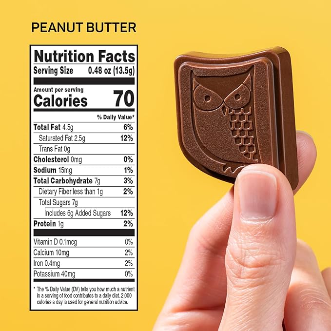 AWAKE - Caffeinated Chocolate Bites - Peanut Butter Milk Chocolate, 50 Bites - 50mg Caffeine - Wrapped Energy Bites - Coffee Alternative - Fairtrade, Gluten Free, Non GMO - 0.48oz