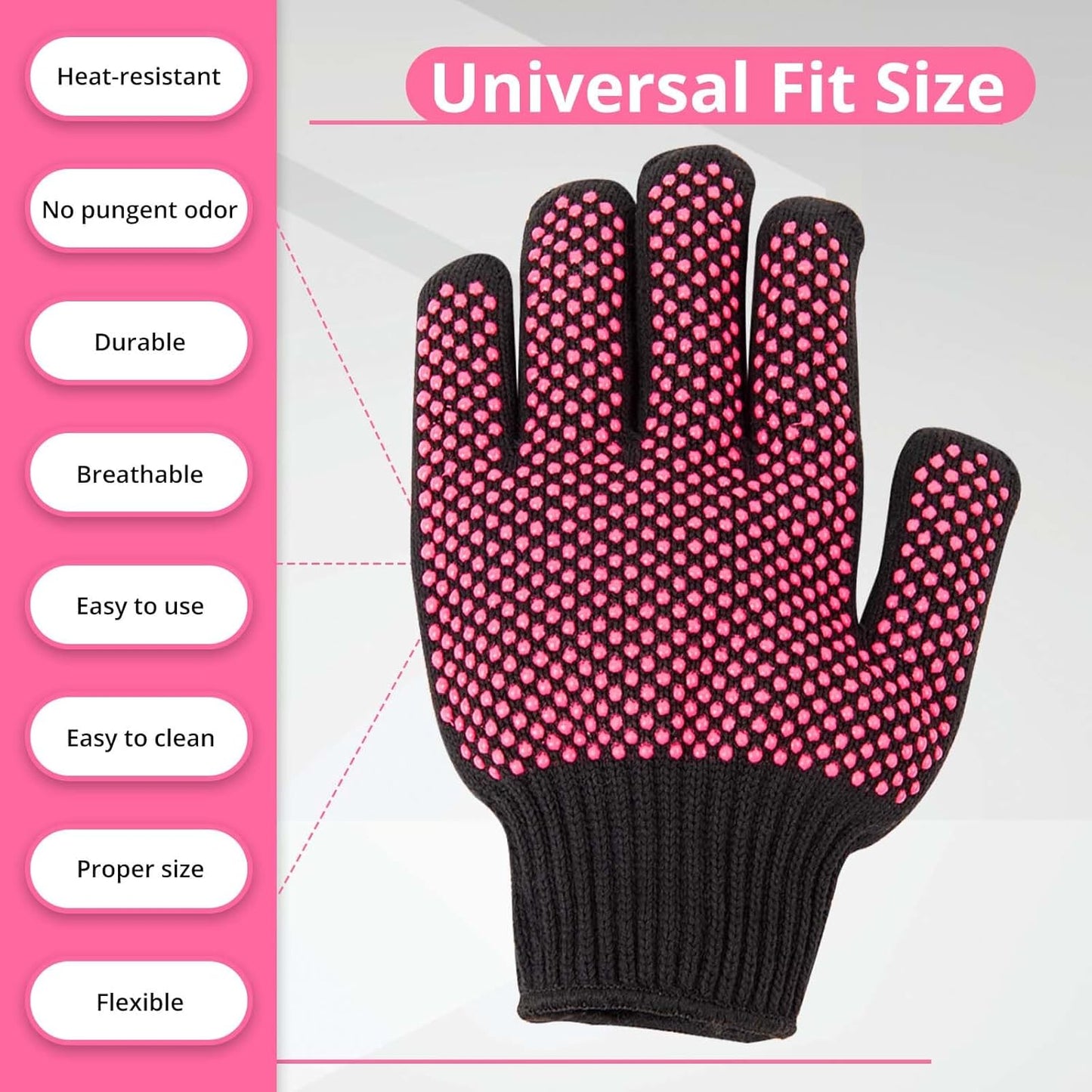 HTVRONT Heat Resistant Gloves for Sublimation - 2Pcs Heat Gloves for Sublimation, Hair Styling, Flat Iron - Thicker and Plus Size, Heat Resistant Work Gloves for Women, Universal Fit - (Plus Size)