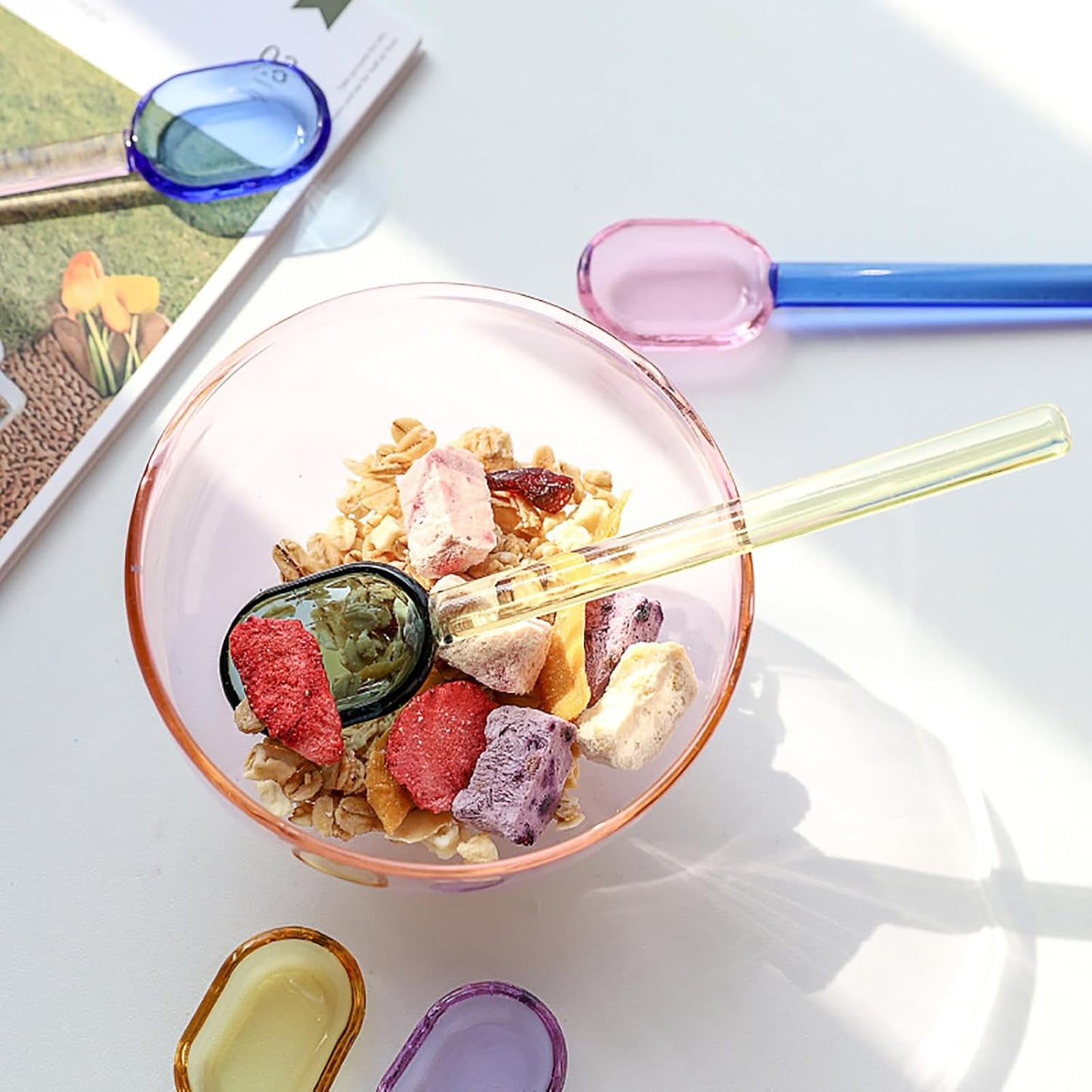 5 Pieces Coffee Spoons, Glass Coffee Stirring Spoon, Espresso Stirring Spoon, Coffee Teaspoons, 6inch Coffee Stirrers for Tea Cocktail Milkshake Cold Drink Home Bar Party