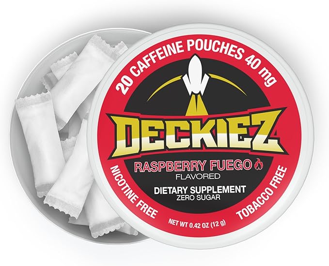 Caffeine Pouches, 1 Can (20 Pouches), Pre Workout Pouches, Coffee Pouches & Energy Drink Alternative, 40mg Caffeine per Pouch, Sugar Free Caffeine Supplement, Raspberry Fuego Flavor