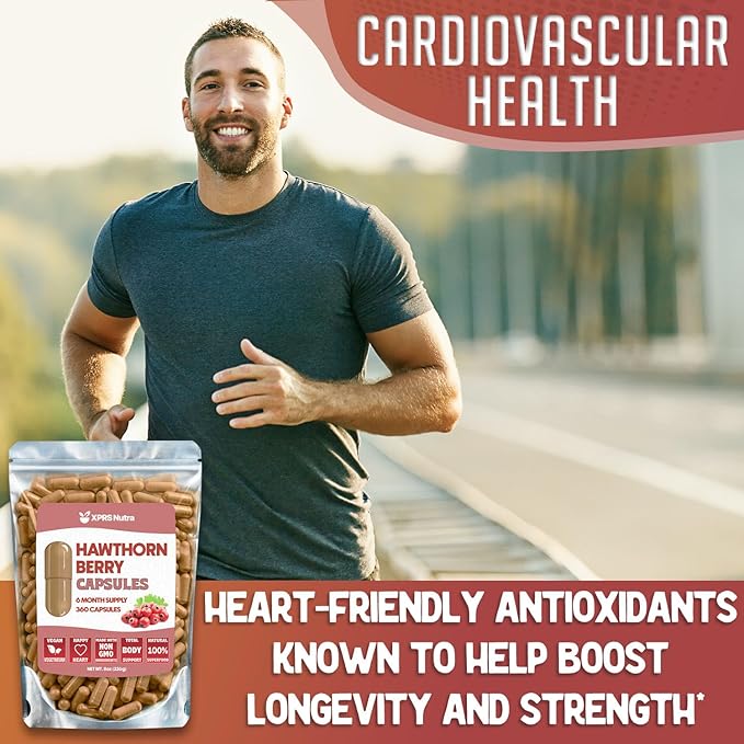 Hawthorn Berry Powder Capsules - 360 Count (6 Month Supply) - Premium Hawthorn Berry Capsules for Cardiovascular Support - Hawthorne Berry Powder - An Ideal Hawthorne Supplement for Men and Women