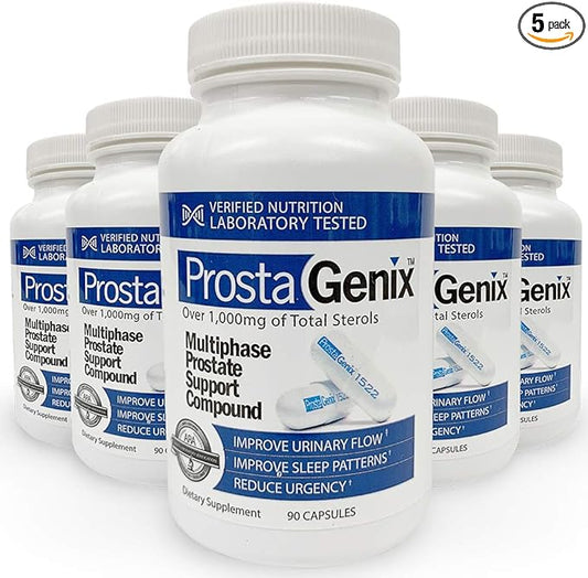 Multiphase Prostate Supplement -5 Bottles- Featured on Larry King Investigative TV Show - Over 1 Million Sold - End Nighttime Bathroom Trips, Urgency, Frequent Urination.