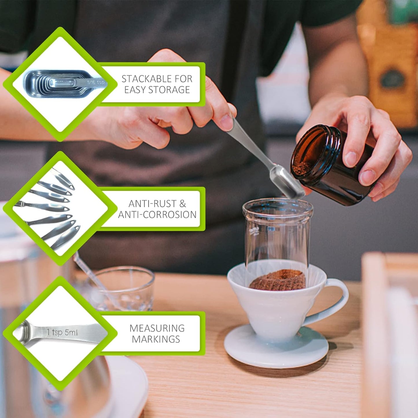 2PCS 3/4Teaspoon (3.75ml) Single Measuring Spoon, Individual Stainless Steel Long Handle Measure Tablespoon Only