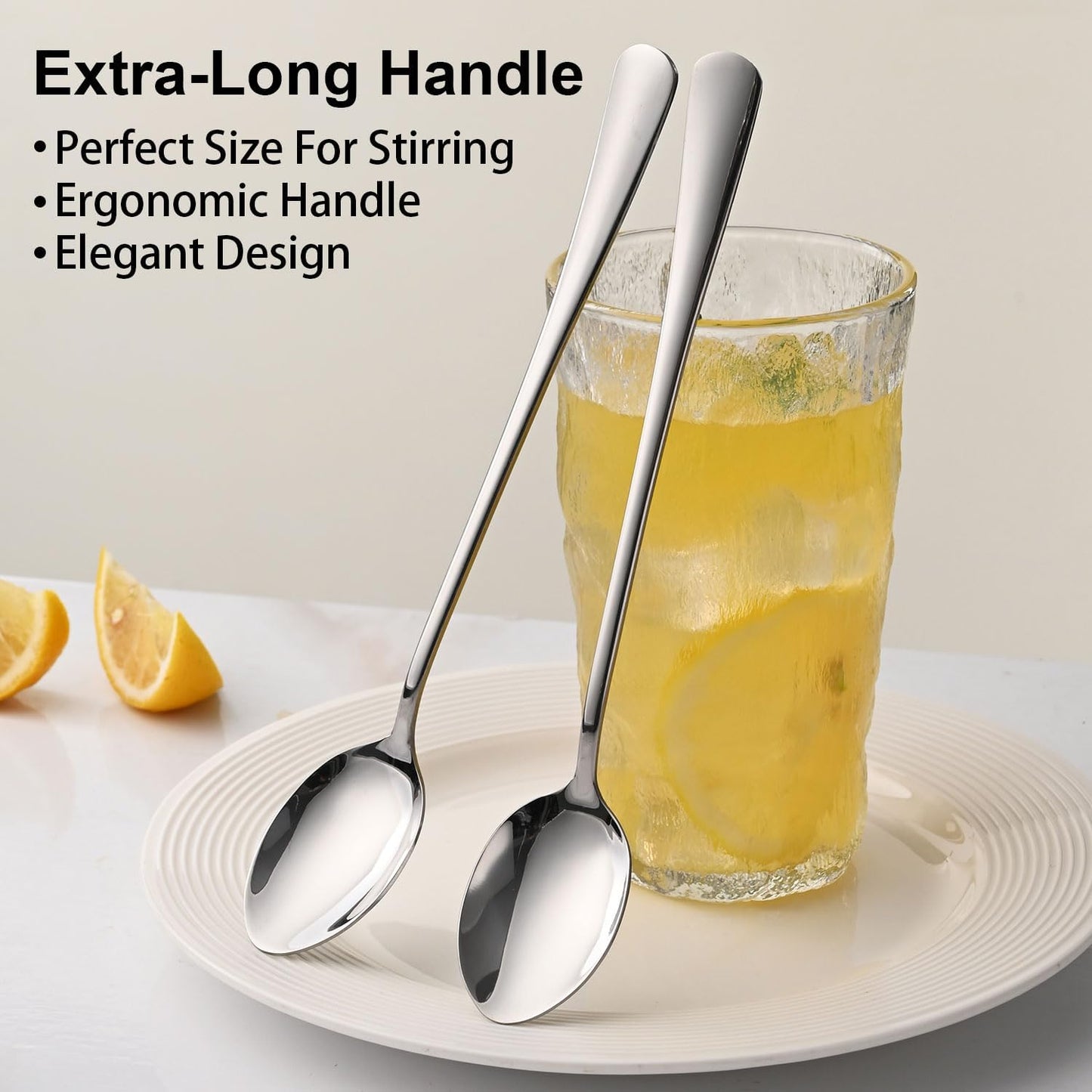 7.5 Inches Stainless Steel Iced Tea Spoons,Set Of 8 Long Stirring Spoons For Coffee,Cocktail,Ice Cream,Long Handle Iced Teaspoons For Bar
