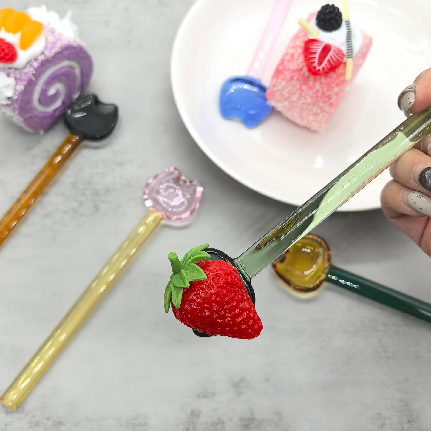 5 Pieces Coffee Spoons, Glass Coffee Stirring Spoon, Espresso Stirring Spoon, Coffee Teaspoons, 6inch Coffee Stirrers for Tea Cocktail Milkshake Cold Drink Home Bar Party