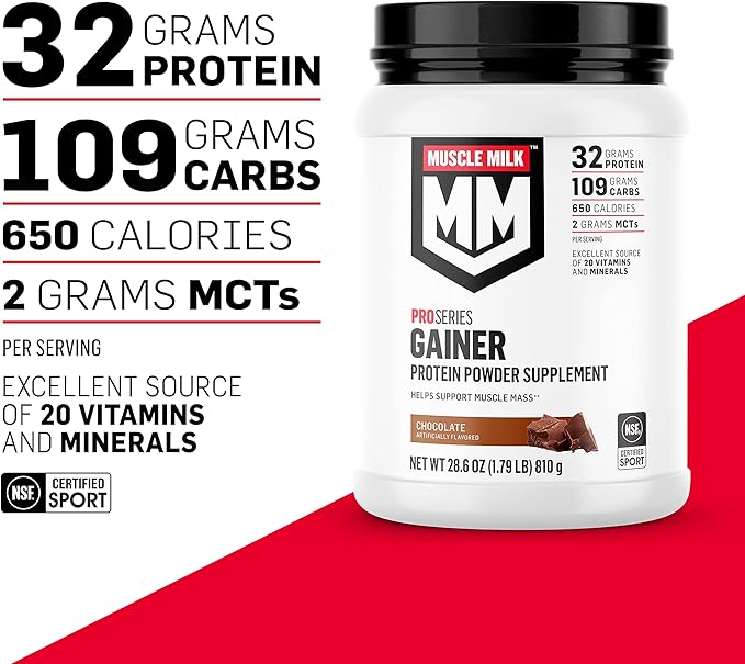 Muscle Milk Gainer Protein Powder, Chocolate, 32g Protein, 5 Pound
