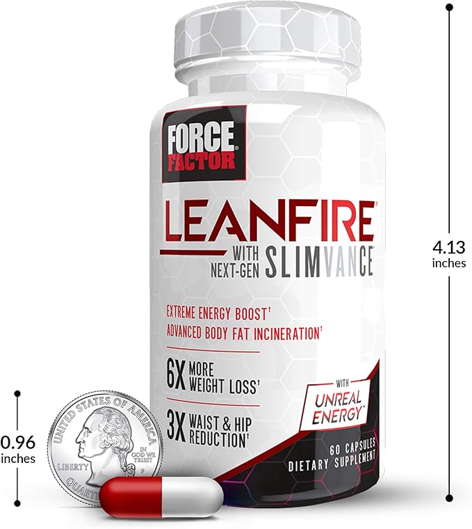 FORCE FACTOR LeanFire with Next-Gen SLIMVANCE Advanced Thermogenic Fat Burner for Weight Loss with B Vitamins and Capsimax to Boost Metabolism, Increase Energy, and Enhance Focus, 60 Capsules