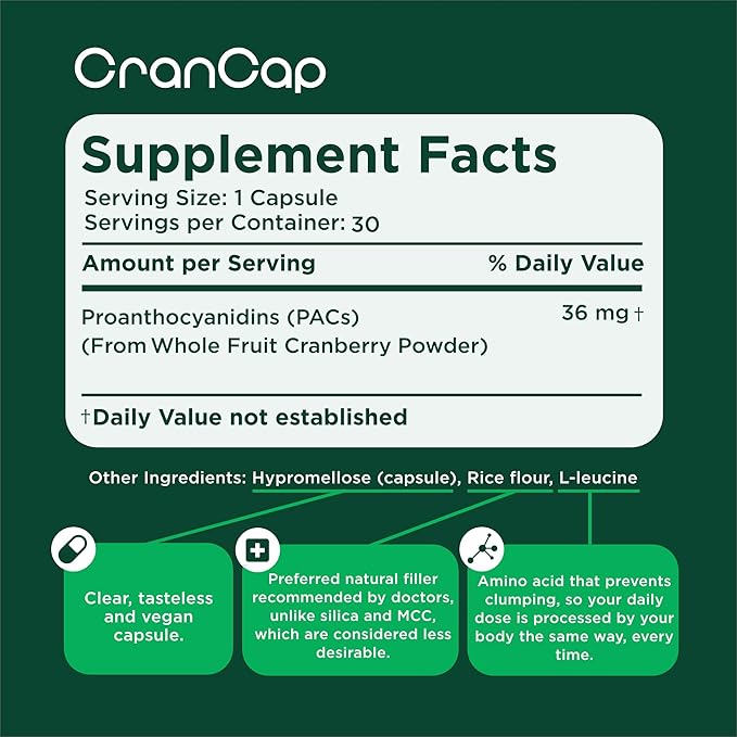 Cranberry Pills - Urinary Tract Health Cranberry Supplement - 36mg of Potent PACs - Non GMO, Vegan, Gluten Free - by Heale - 30 Capsules