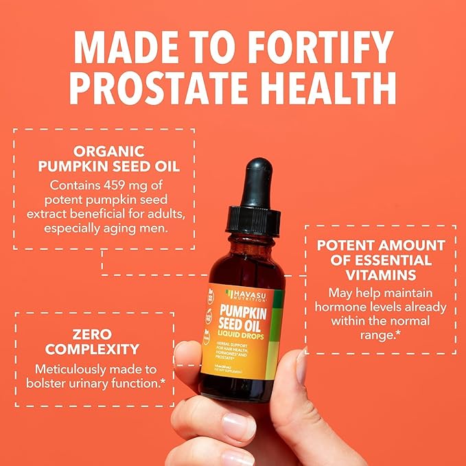 Organic Pumpkin Seed Oil for Prostate Health, Hormone Balance, Hair Health - Pumpkin Oil Supports Hair and Eyelash Health - 100% Cold Pressed Pumpkin Seed Extract - Non-GMO, Vegan, Unflavored, 30mL