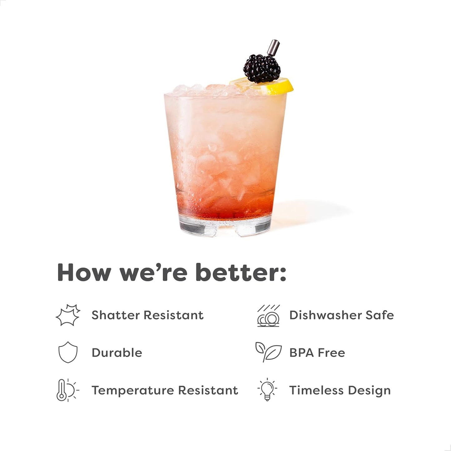 TOSSWARE RESERVE 10oz Stacking Old Fashioned, SET OF 24, Premium Quality, Dishwasher Safe & Heat Resistant Unbreakable Plastic Old Fashioned Glasses, Clear