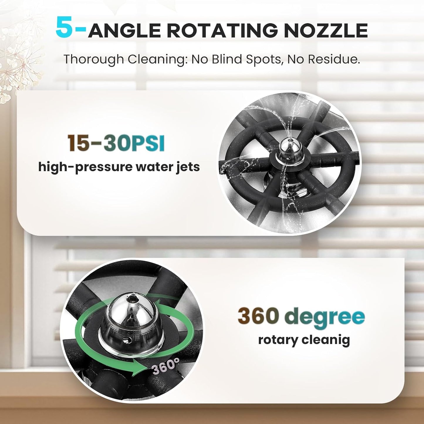 Huanyu Pitcher Rinser with 360 Degree Rotating High-Pressure Nozzle | Stainless Steel Glass Rinser with Drain and Drip Tray | Auto Cup Washer for Household and Commercial | 12.78×6.97×1.58 in