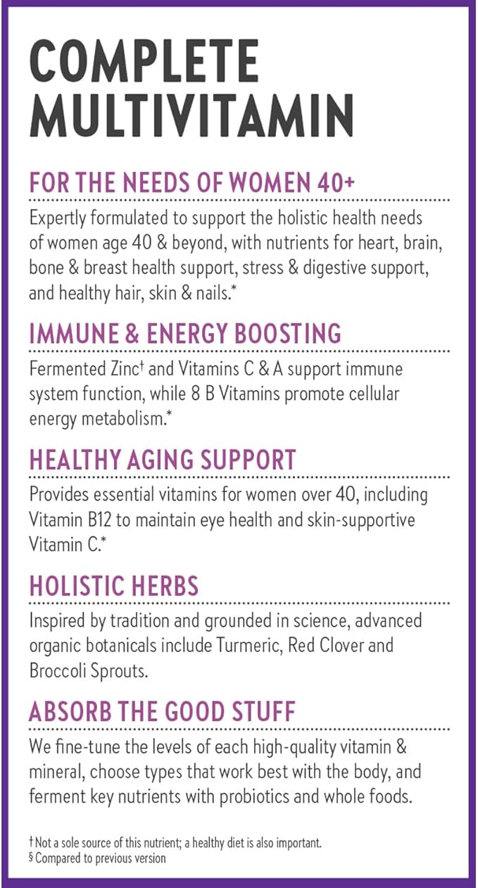 New Chapter Women's Multivitamin 40 Plus for Energy, Healthy Aging + Immune Support with 20+ Nutrients -- Every Woman's One Daily 40+, Gentle on the Stomach, 96 Count