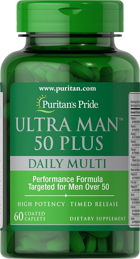 Puritan's Pride High Potency Ultra Man 50 Plus Coated Caplets, 60 Count