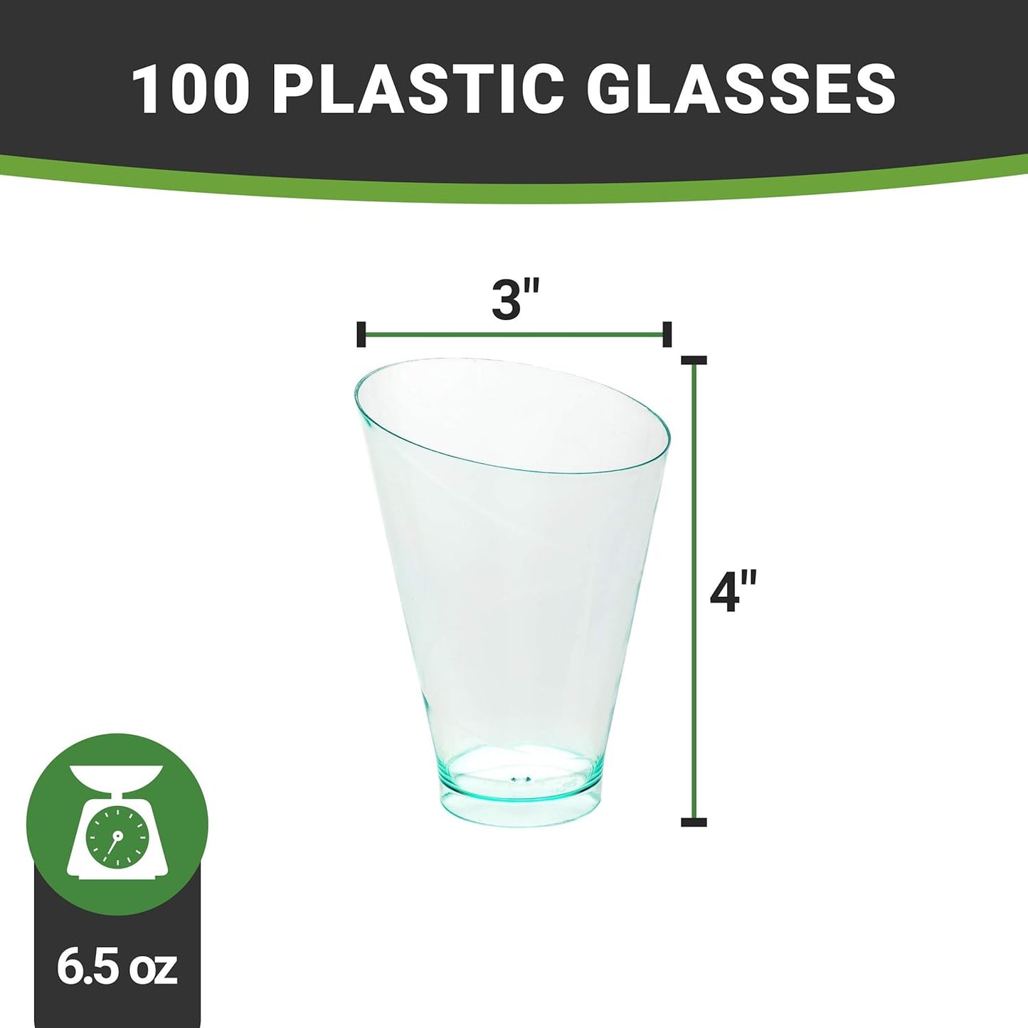 Restaurantware 7 Ounce Plastic Glasses 100 Round Incline Shooter Cups- Disposable Small Seagreen Plastic Round Bowls Unique Design For Soups Appetizers Or Desserts